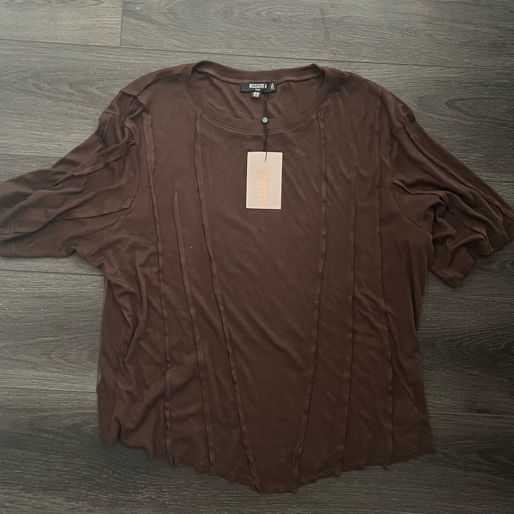 Missguided Brown Stitching top